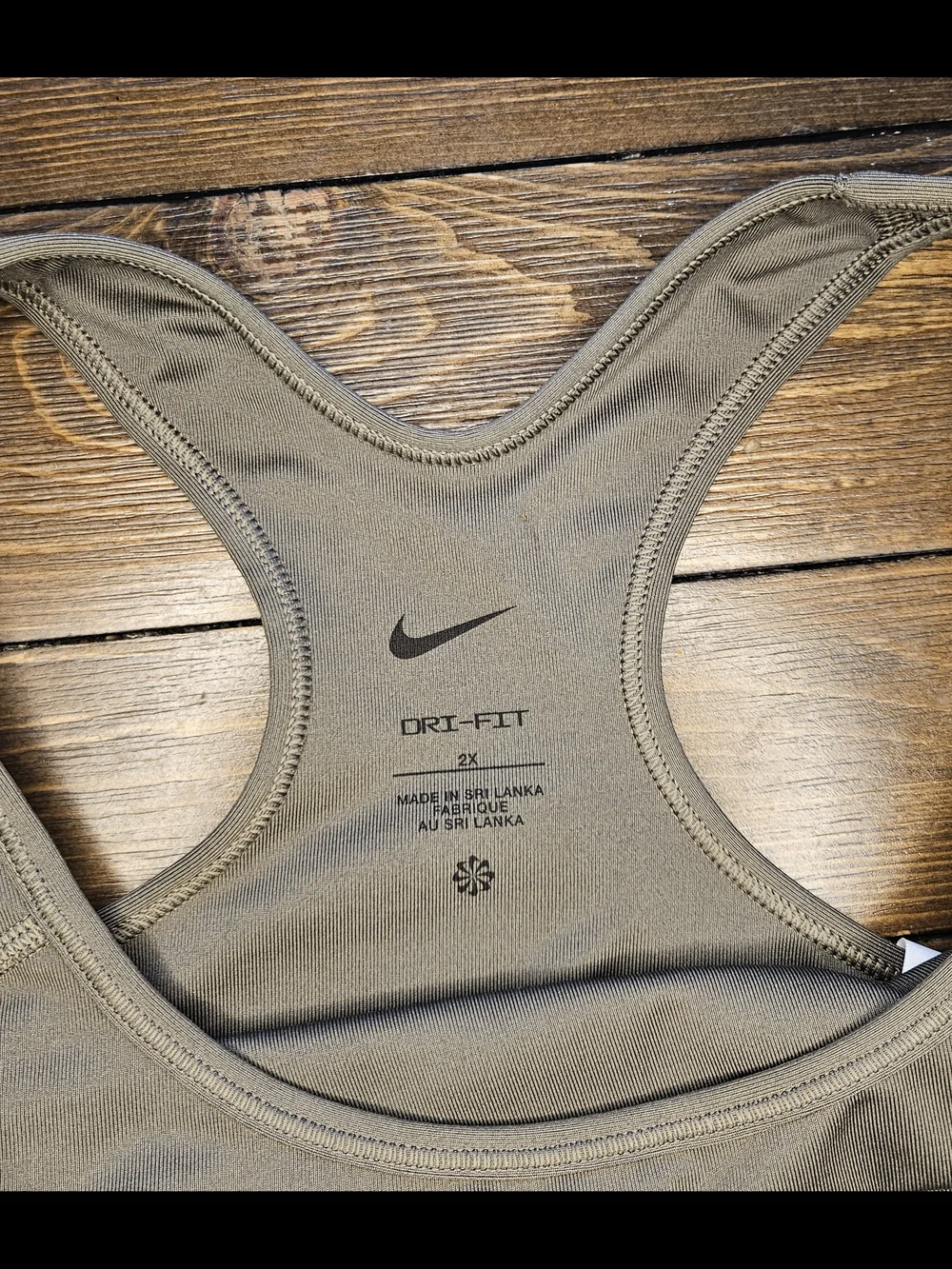 Nike Dri-FIT Sports Bra 2X Olive Green Racerback